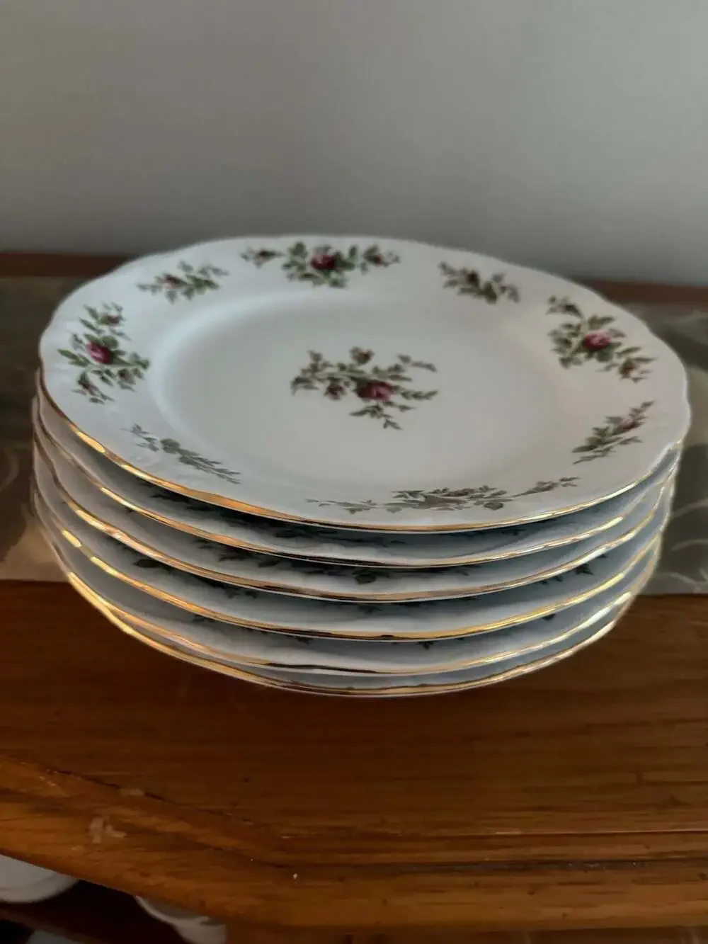 Vintage Johann Haviland Moss Rose Porcelain Dinner Plates Set of 6 - Cottagecore